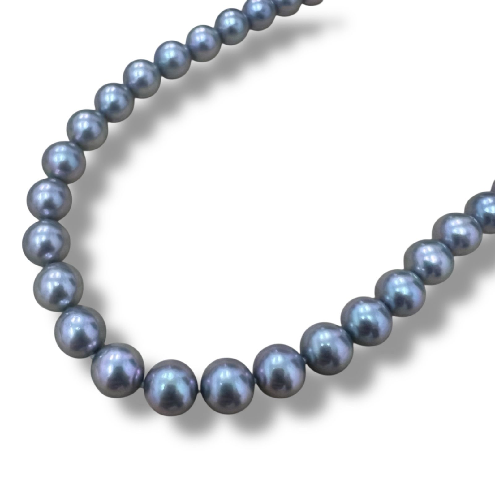 Y K 14 WG グレーパール ネックレス 本真珠 8.5-9.0 mm