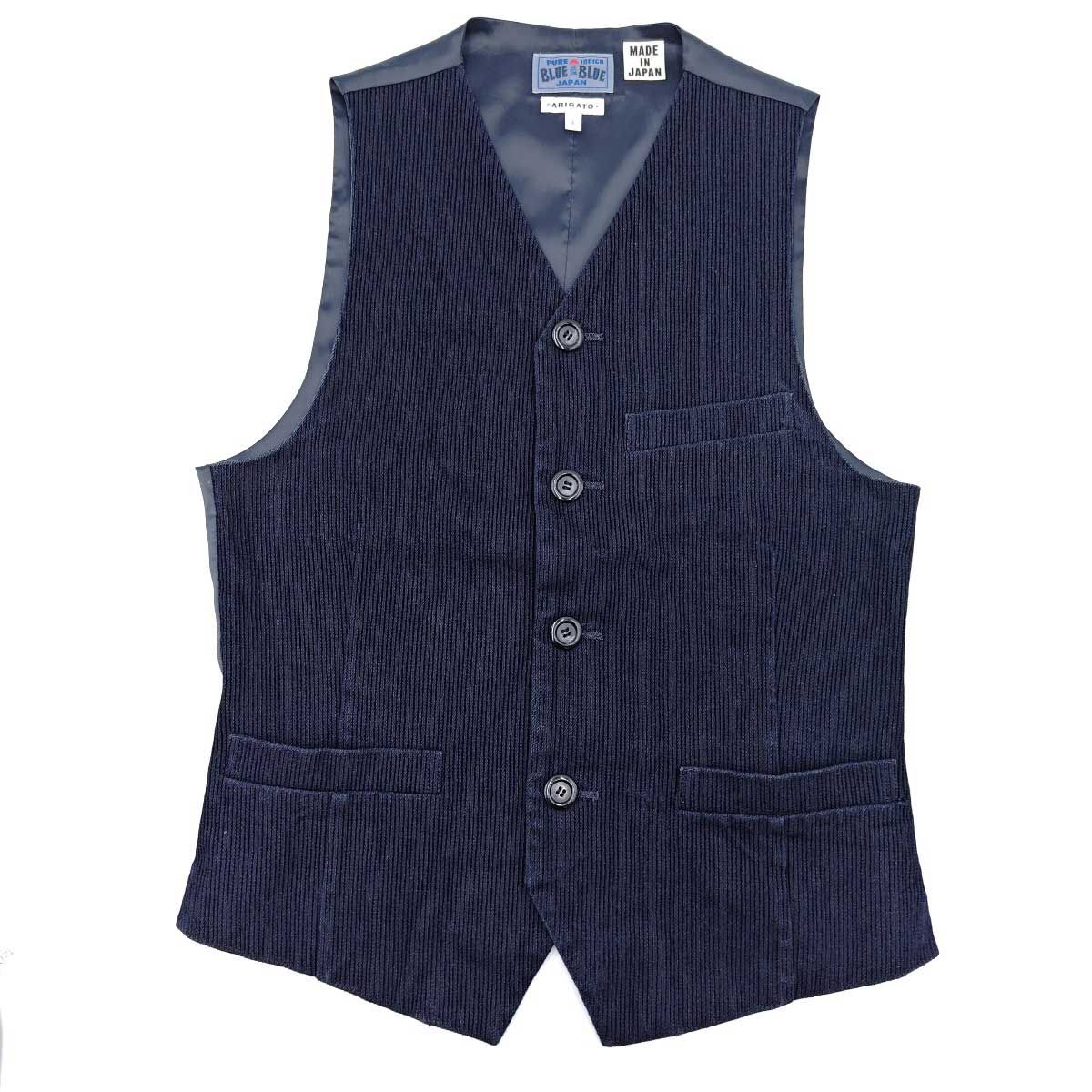 BLUE BLUE ブルーブルー 日本製 コーデュロイ ベスト ジレ 1 ネイビー メンズ ハリラン BLUE BLUE ブルーブルー 日本製 コーデュロイ ベスト ジレ 1 ネイビー