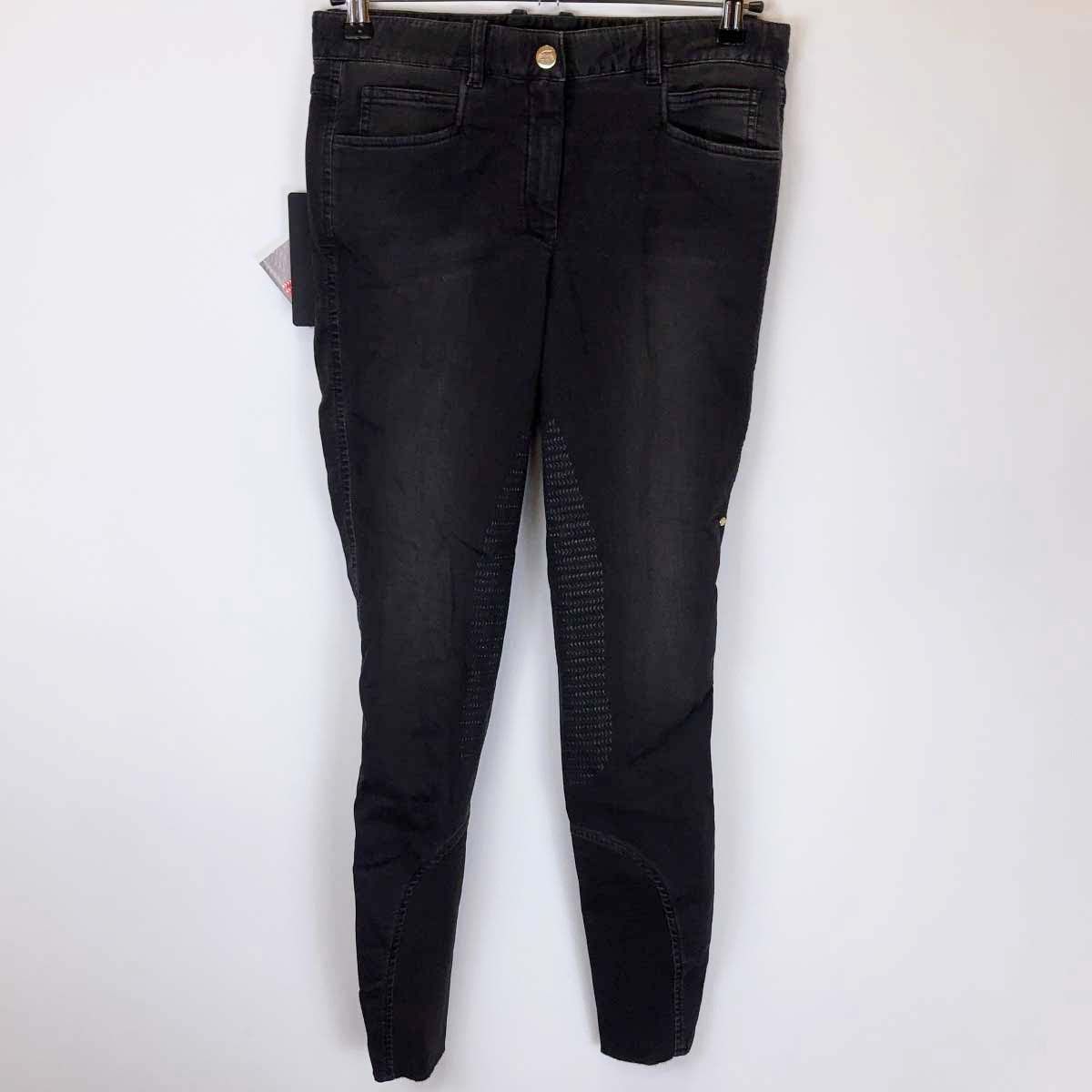 エクイライン EQUILINE デニム キュロット ハーフグリップ 44 ブラック N08702 レディース 乗馬ズボン 馬術