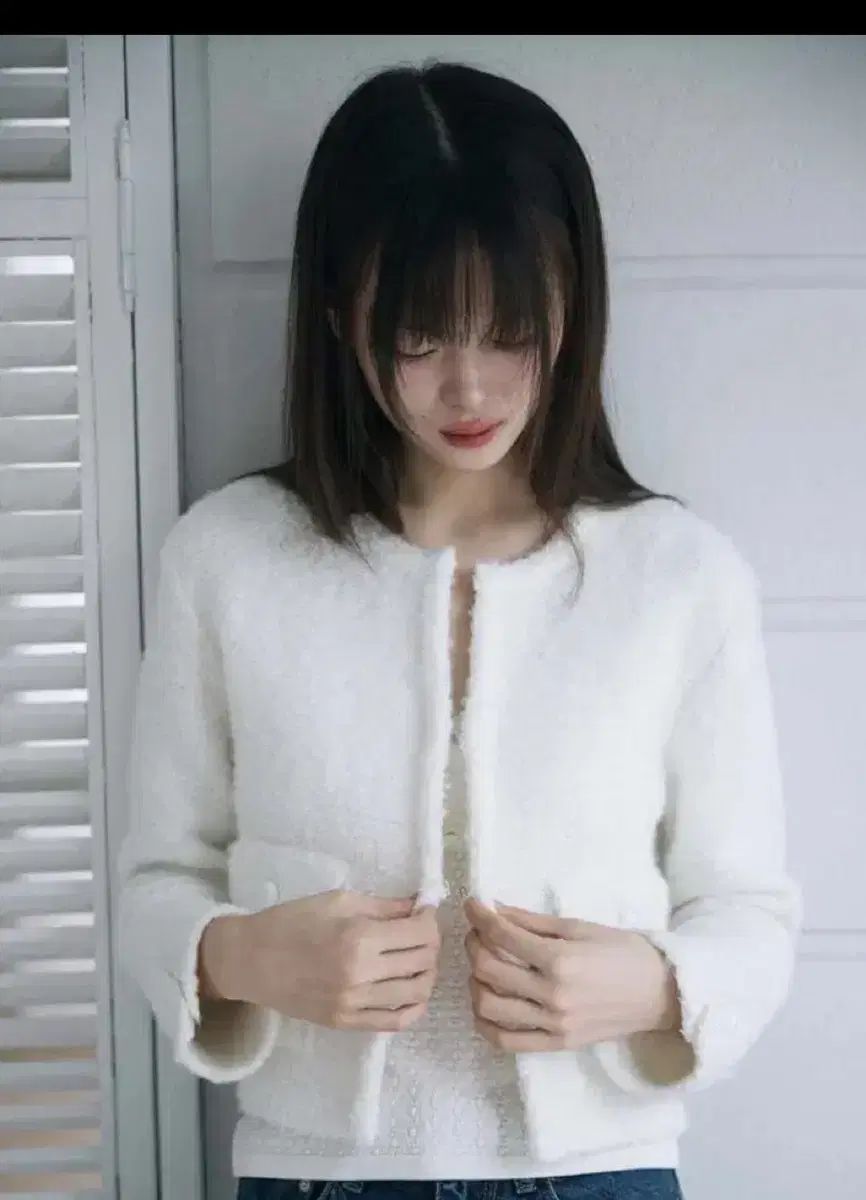 ユンスル tweed cardigan jacket pearl