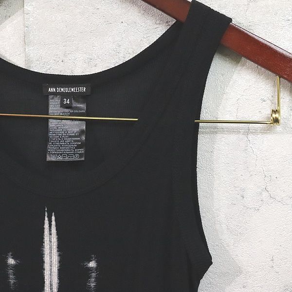 広尾店 アン ドゥムルメステール Ann Demeulemeester レディース タンクトップ 黒 カシミア混 size 34 17671