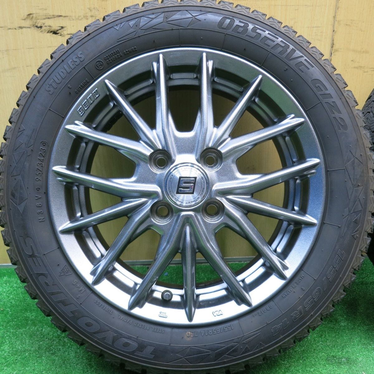  バリ溝 23年 9 5分 スタッドレス 155 65 R 14 トーヨー オブザーブ GIZ 2 SEIN ザイン 14インチ PCD 100 4 H ス 14インチ タイヤ ホイールセット