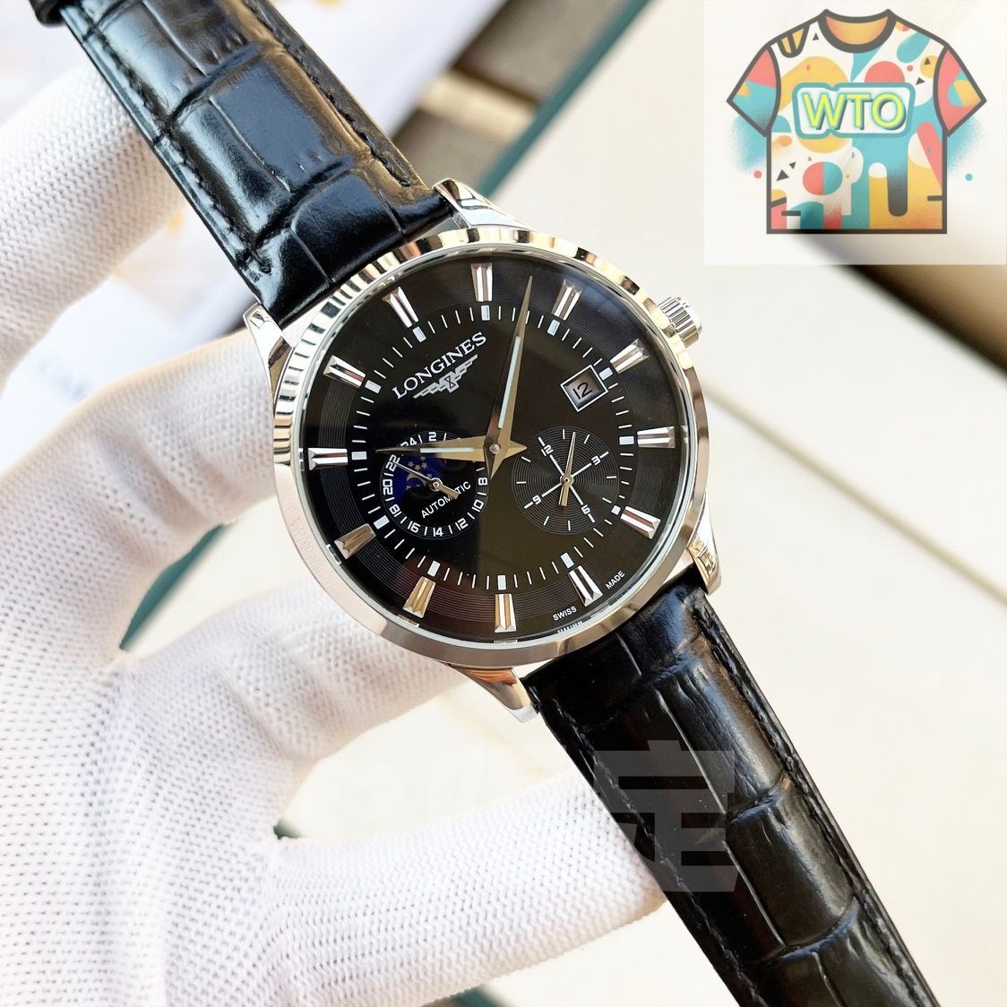 今日 Longines ロンジン 二針半 月相 全自動機械式ムーブメント-WTO輸入2