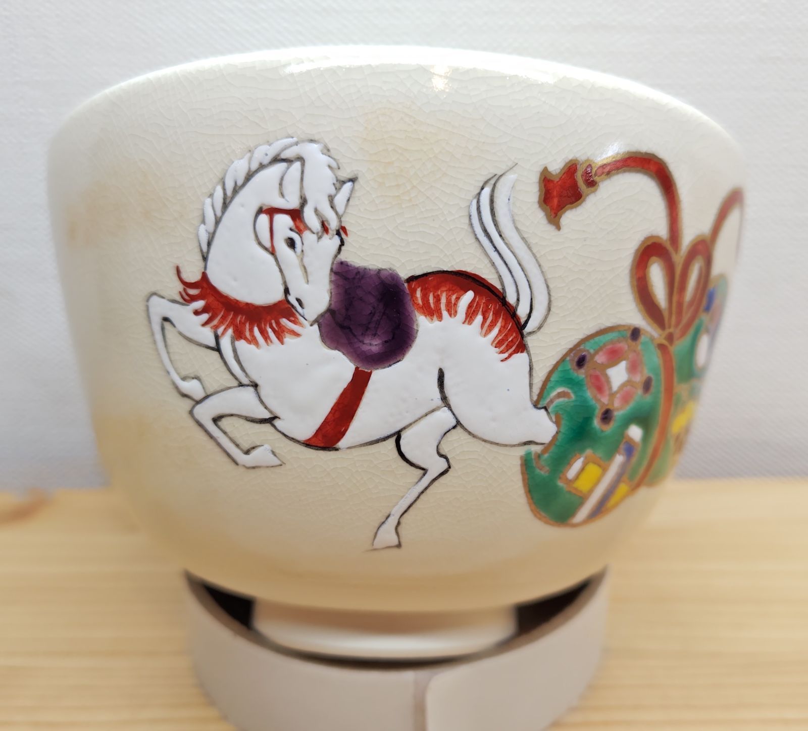 送料込【逢絢亭・新品】茶道具 茶碗 京焼 御本 傘の図 加藤永真 紙箱