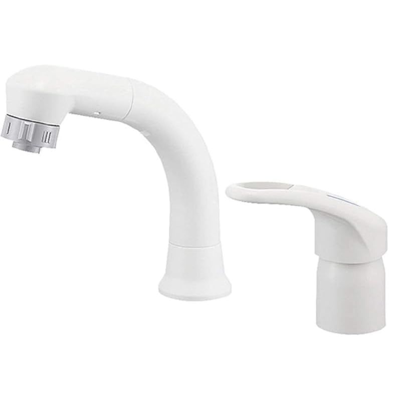 SANEI サンエイ 洗面用 シングルスプレー混合栓 洗髪用 エコ 節約 引き出しホース1m 吐水切替 高さUP ホワイト K37610EJV-13