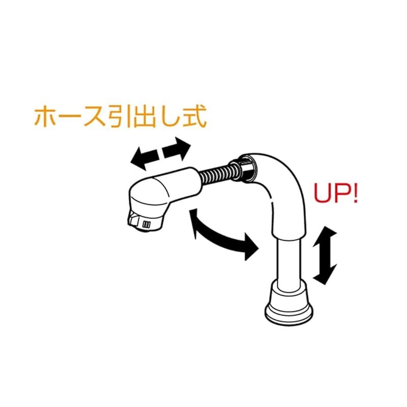 SANEI サンエイ 洗面用 シングルスプレー混合栓 洗髪用 エコ 節約 引き出しホース1 m 吐水切替 高さUP ホワイト -13