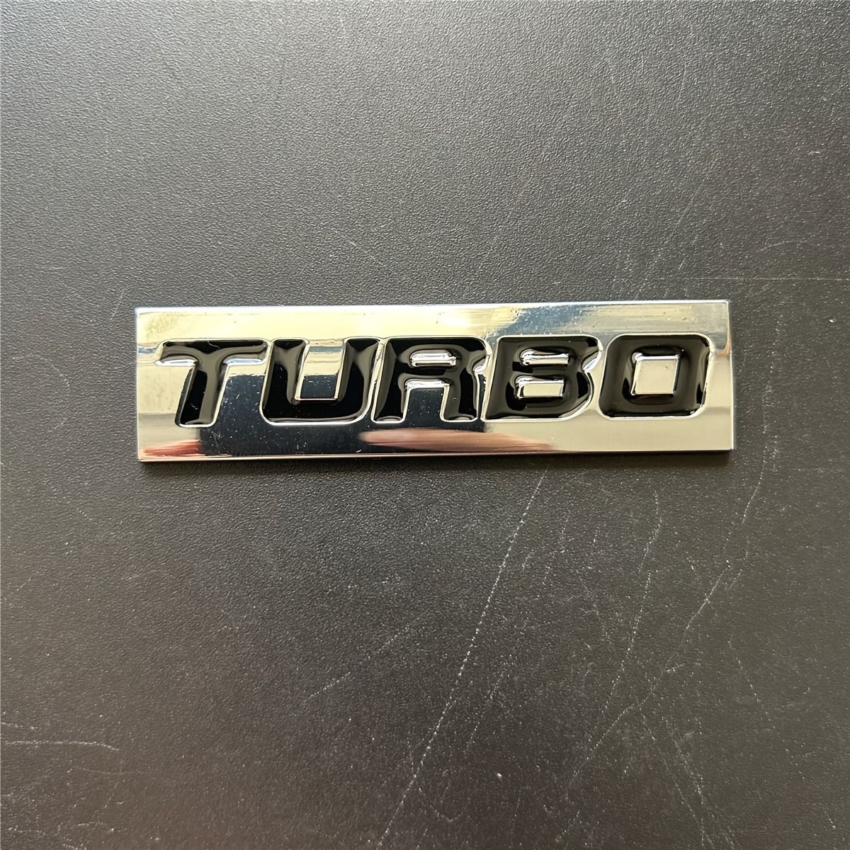 2個セット 金属 TURBO エンブレム ターボ ロゴ 車 7.6cm シルバー 