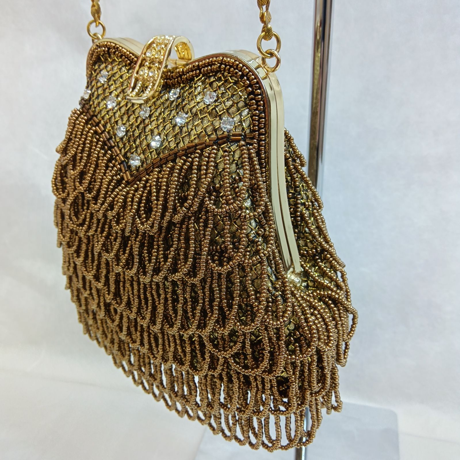 てんぐ特選 ☆昭和レトロ 豪華 フリンジビーズ パーティーバッグ