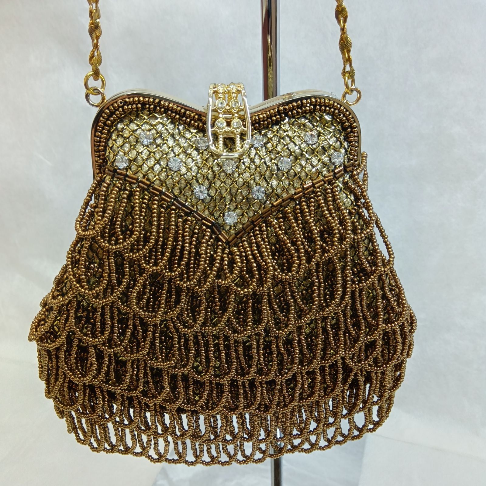 てんぐ特選 ☆昭和レトロ 豪華 フリンジビーズ パーティーバッグ