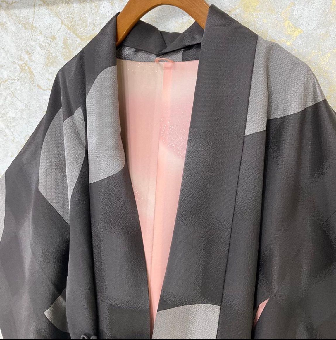  kimono one kimonoarisa 厳選 上質な素材の素敵なロング道中着コート 正絹 ロング 広衿 裄66.5丈98 羽織 着物 浴衣