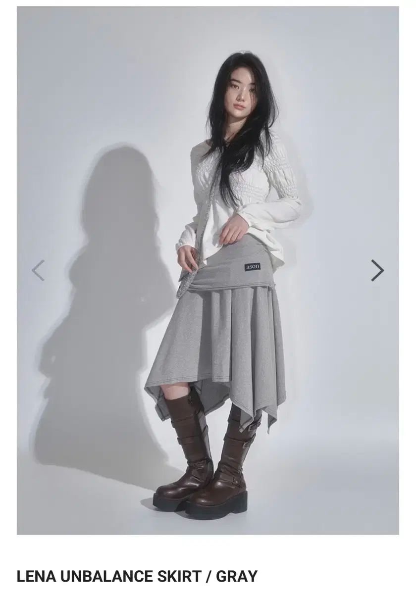 アズオン レナ アシンメトリー スカート グレー