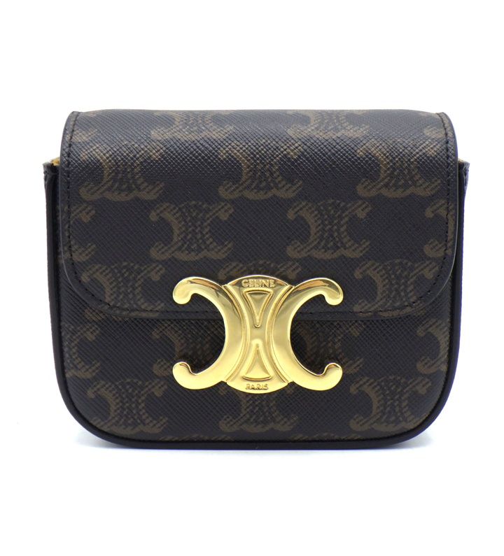 セリーヌ CELINE ミニクロード 10I512DQB.04LU トリオンフ キャンバス カーフスキン ショルダー ポーチ バッグ 45542