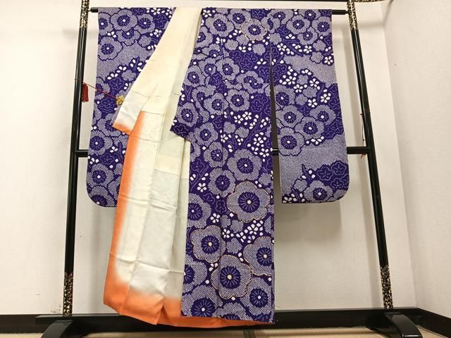 平和屋着物 豪華振袖 駒刺繍 絞り 枝梅文 正絹 ph