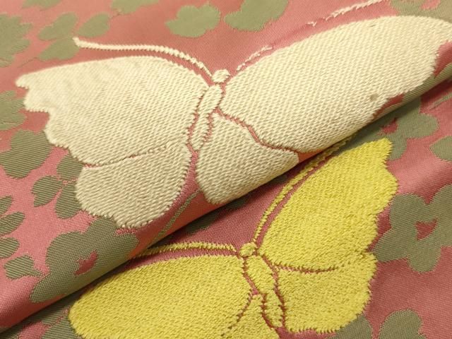  平和屋着物 アンティーク 大正ロマン 九寸開き名古屋帯 唐織 舞蝶文 正絹 op その他 着物 浴衣