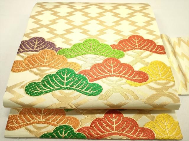 平和屋着物●西陣　川島織物　九寸名古屋帯　唐織　枝松　正絹　逸品　DAAZ2376op 平和屋着物○西陣 川島織物 九寸名古屋帯 唐織 枝松 正絹 逸品 DAAZ2376op