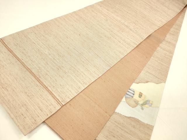 平和屋着物○太鼓柄袋帯 紬地 すくい織 成り物 正絹 逸品 DAAZ4397cm