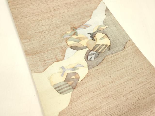 平和屋着物●太鼓柄袋帯　紬地　すくい織　成り物　正絹　逸品　DAAZ4397cm 平和屋着物○太鼓柄袋帯 紬地 すくい織 成り物 正絹 逸品 DAAZ4397cm