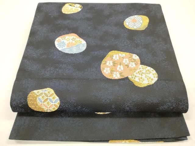 袋帯　貝合わせ　荒磯　唐織　金糸　着物　042w o 袋帯 貝合わせ 荒磯 唐織 金糸 着物 042w o 波に貝の模様夏袋帯