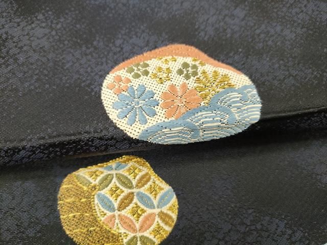 平和屋着物○六移柄袋帯 唐織 貝合わせ草花文 金糸 正絹 逸品