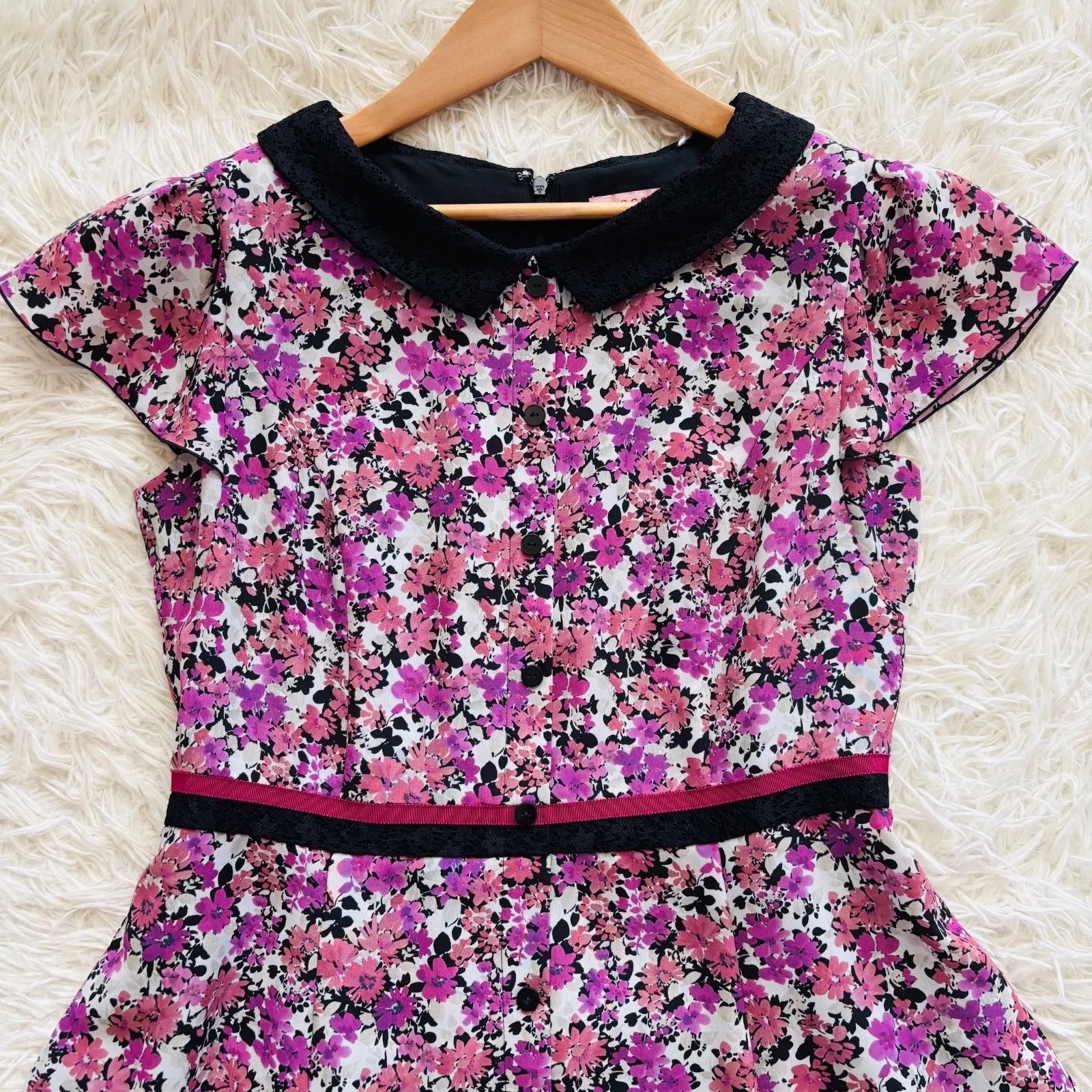 トッカ 近年モデル LL 大きいサイズ I Panema Flowersドレス 品 洗える 花柄 総柄 A ライン オンワード樫山