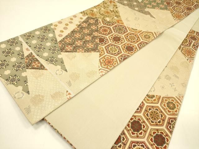  平和屋着物 六通柄袋帯 唐織 裂取亀甲菱文 金糸 正絹 op 袋帯 帯