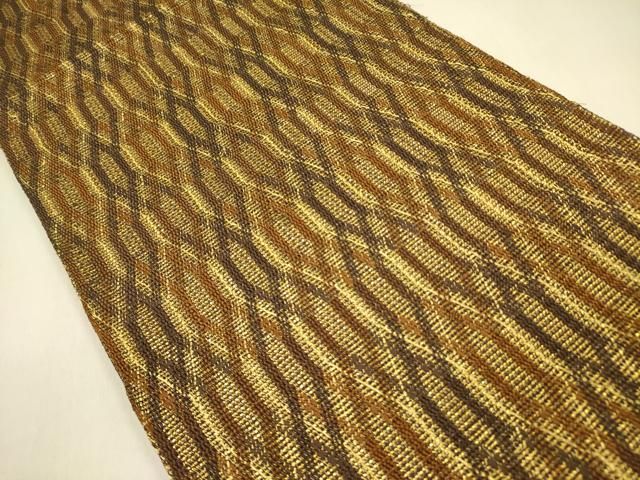 平和屋着物 ひなや工房 くむ あむ おる 伊豆蔵明彦 組織 六通柄袋帯 網目文 金糸 正絹 op