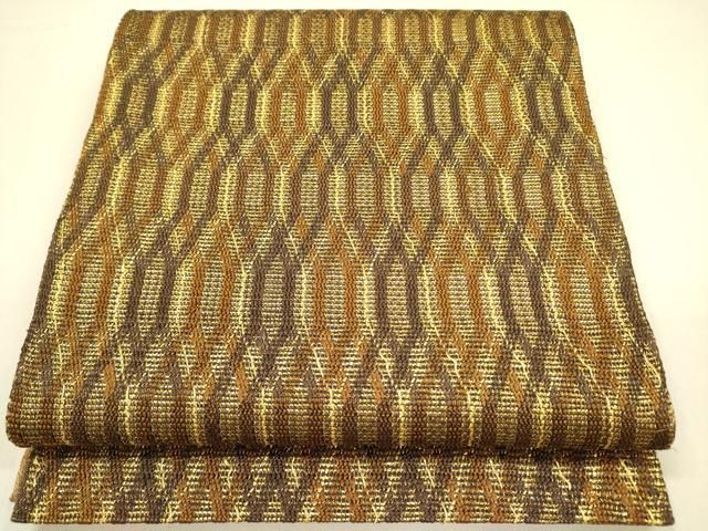 平和屋着物 ひなや工房 くむ あむ おる 伊豆蔵明彦 組織 六通柄袋帯 網目文 金糸 正絹 op