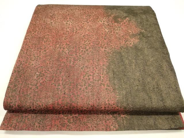 平和屋着物●六通柄袋帯　紬地　草葉丸文　正絹　逸品　DAAZ2456op 平和屋着物○六通柄袋帯 紬地 草葉丸文 正絹 逸品 DAAZ2456op