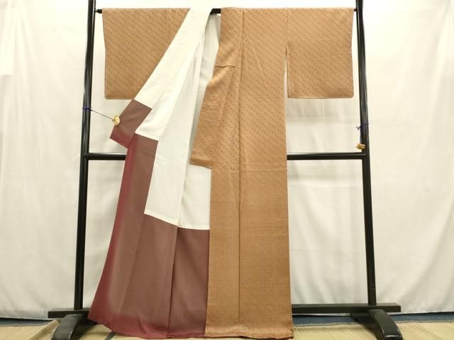 平和屋着物 上質な色無地 楓地紋 香染色 正絹 ma