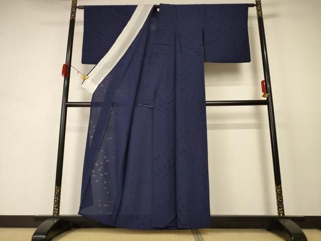 平和屋着物 夏物 色無地 縦絽 青褐色 正絹 jd