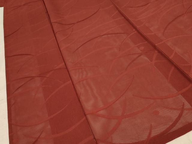  平和屋着物 夏物 色無地 露芝紋紗 錆色 正絹 jd 色無地 着物