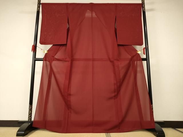 平和屋着物 夏物 色無地 絽 栗梅色 正絹 jd