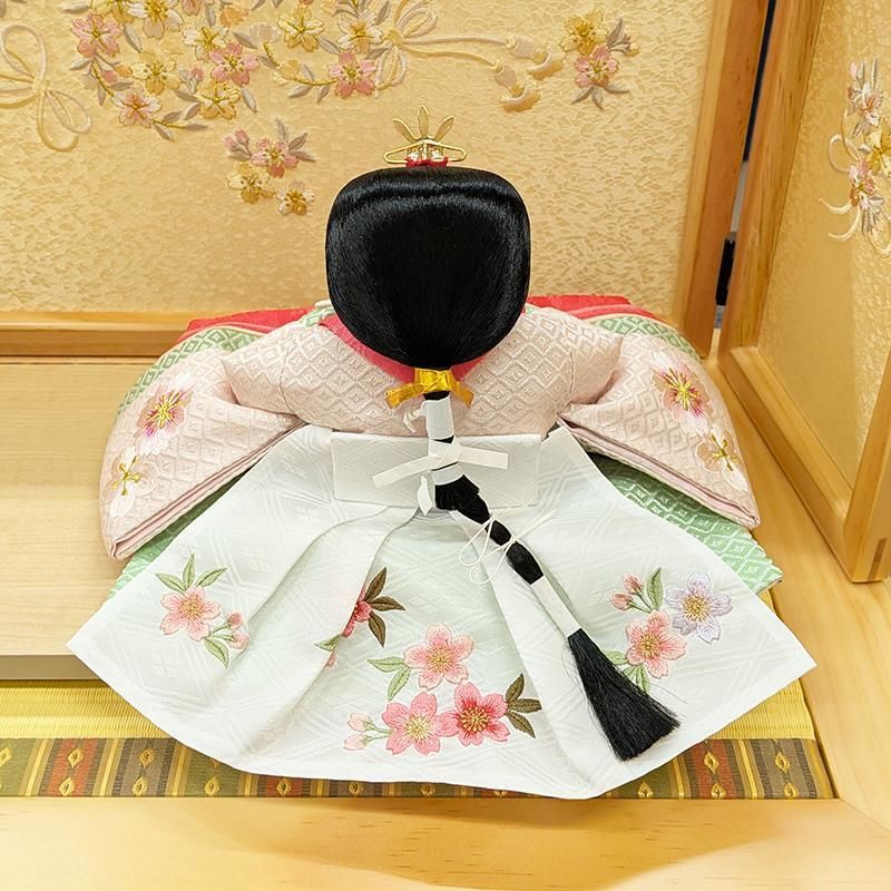 恵翠作 白木造り刺繍細工屏風