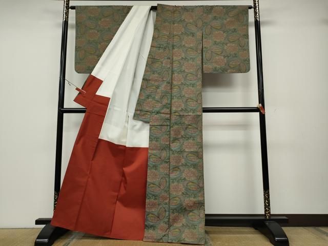 平和屋着物●本場大島紬　7マルキ　舞花文　正絹　逸品　CABA1871ut 平和屋着物○本場大島紬 7マルキ 舞蝶花唐草文 正絹 逸品 CABA1861ut