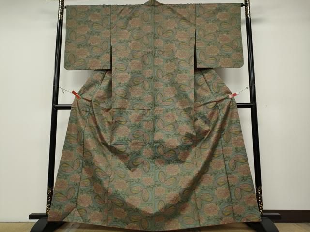 平和屋着物○本場大島紬 7マルキ 舞蝶花唐草文 正絹 逸品 CABA1861ut