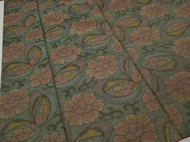 平和屋着物○本場大島紬 7マルキ 舞蝶花唐草文 正絹 逸品 CABA1861ut