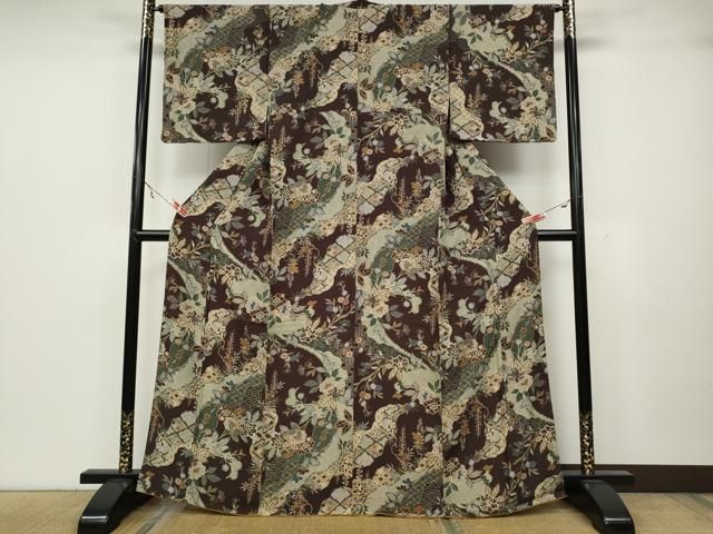 平和屋着物 上質な小紋 道長草花文 正絹 ut