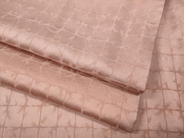 平和屋着物 上質な色無地 格子地紋 珊瑚色 正絹 ut