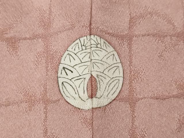  平和屋着物 上質な色無地 格子地紋 珊瑚色 正絹 ut 色無地 着物