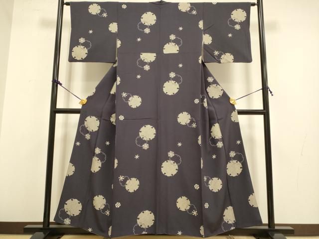 平和屋着物 上質な小紋 雪輪 雪の結晶 正絹 du
