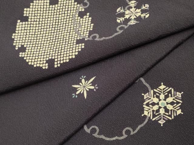 平和屋着物 上質な小紋 雪輪 雪の結晶 正絹 du