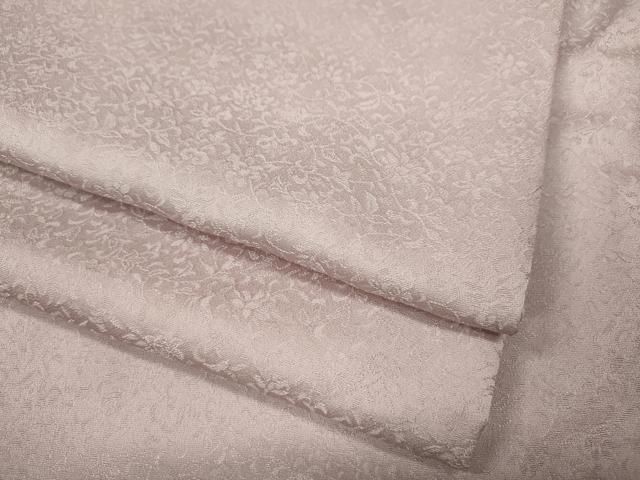 平和屋着物 上質な色無地 花唐草地紋 薄柿色 正絹 ut