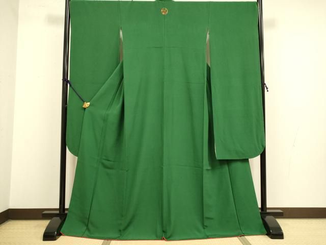 平和屋着物 豪華振袖 色無地 千歳緑色 正絹 du