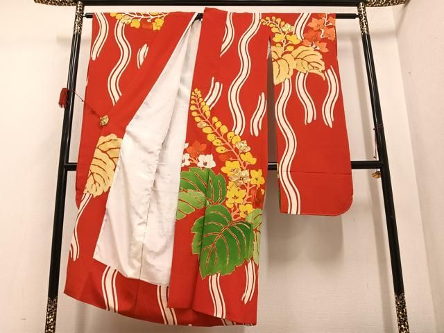 平和屋着物 振袖用長襦袢 袷 駒刺繍 桐 正絹 ph