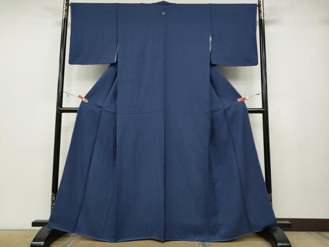 平和屋着物 上質な色無地 霞地紋 深縹色 正絹 ut