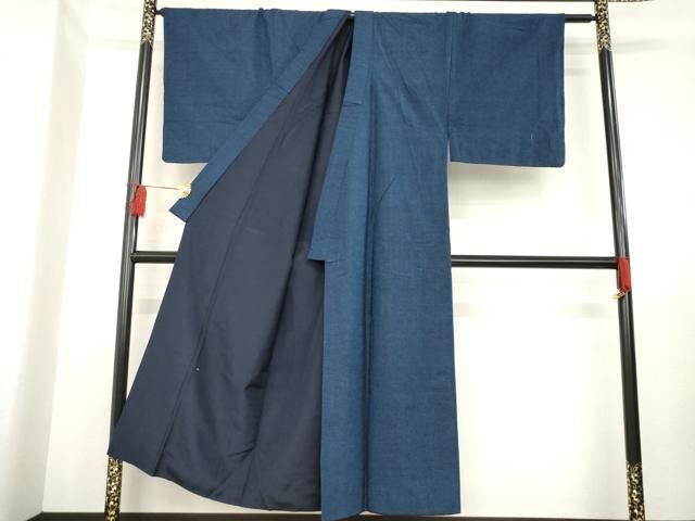 平和屋着物 男性 紬 アンサンブル 藍鉄色 正絹 AABD4366ck