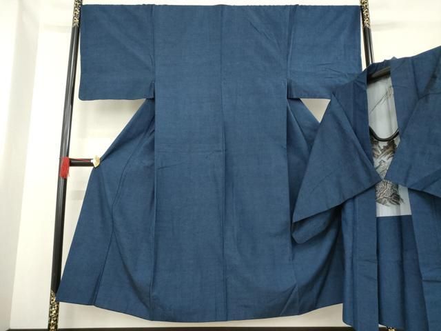 平和屋着物 男性 紬 アンサンブル 藍鉄色 正絹 AABD4366ck