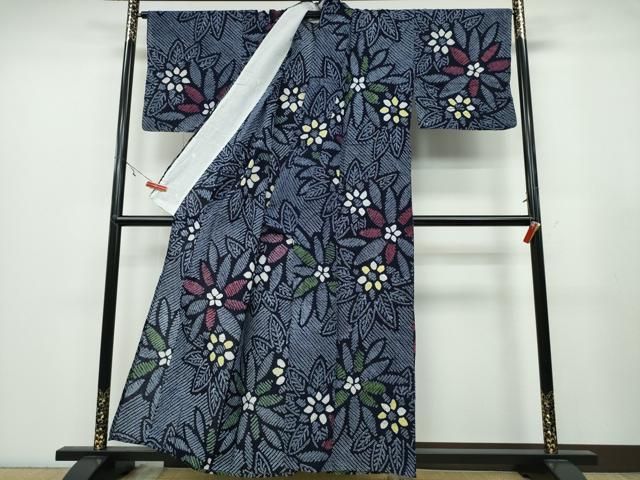 平和屋着物∴夏物 浴衣 有松鳴海絞り 舞花尽くし 綿 ng