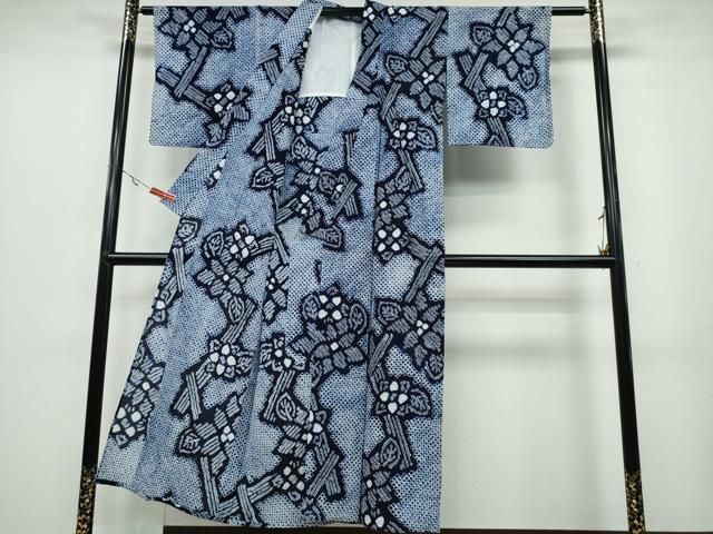 平和屋着物∴夏物 浴衣 有松鳴海絞り 舞花文 綿 ng