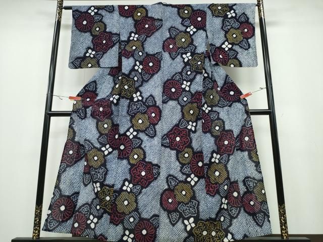 平和屋着物∴夏物 浴衣 有松鳴海絞り 菊花文 綿 ng